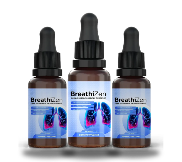 BreathiZen 3 bottle pack shot, 2 fl oz (60 mL) amber glass