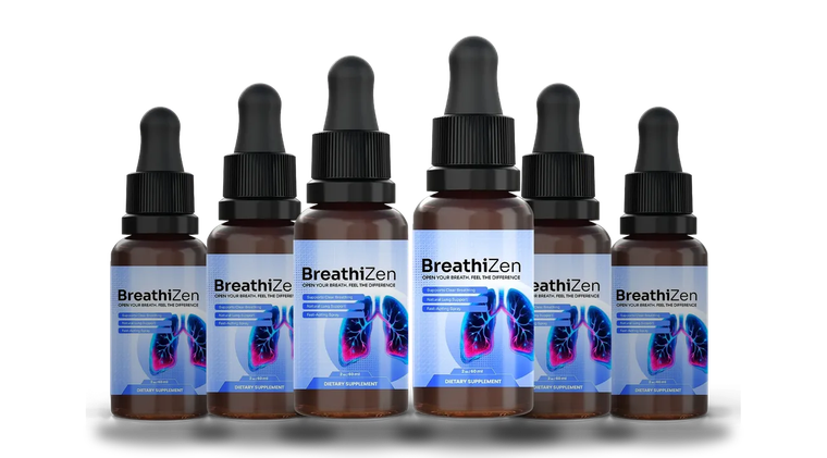 BreathiZen 6 bottle pack shot, 2 fl oz (60 mL) amber glass